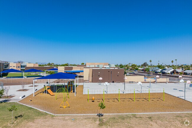 Aerial view of playground at Nevitt Elementary School.