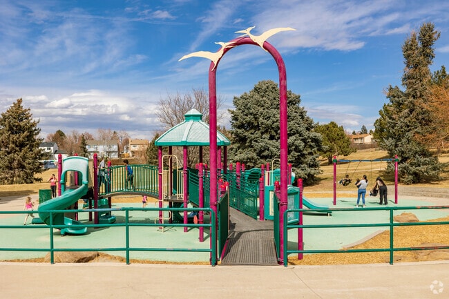 The Rocky Ridge Park has a spacious playground with plenty of room to run around.