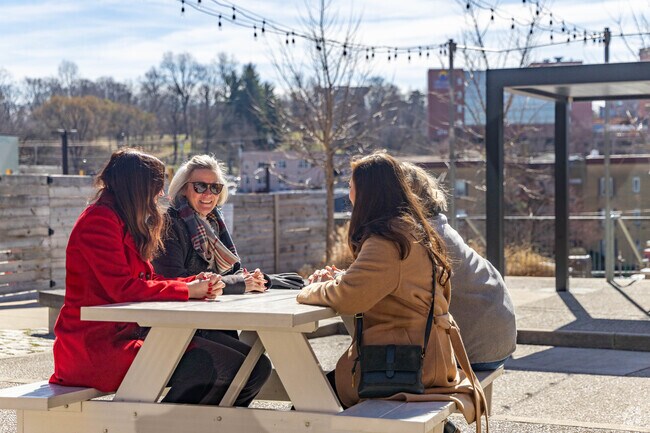 Clifton Plaza is a great place to enjoy the Corryville view with friends.