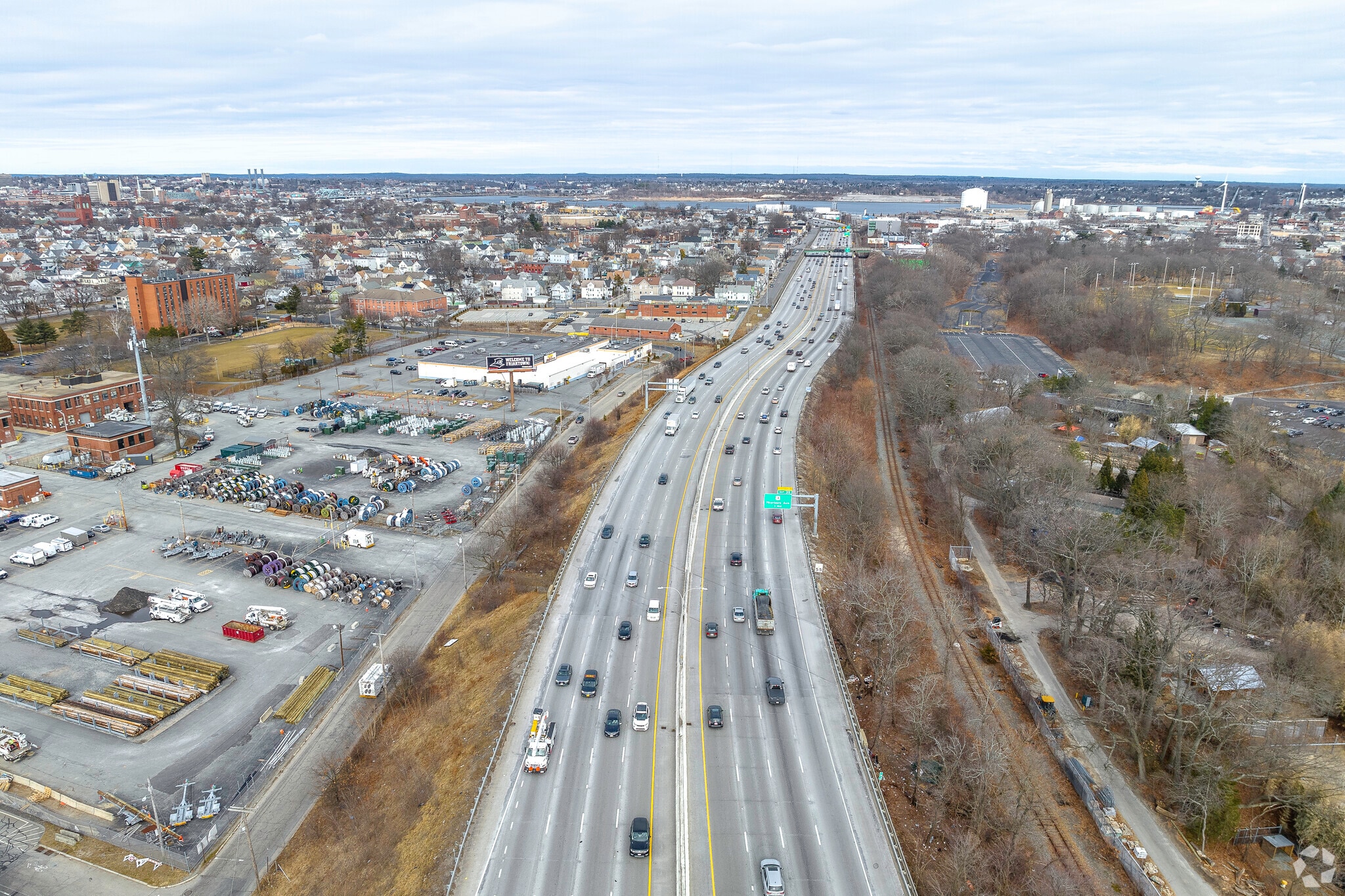 Aerial view of I-95 in Elmwood