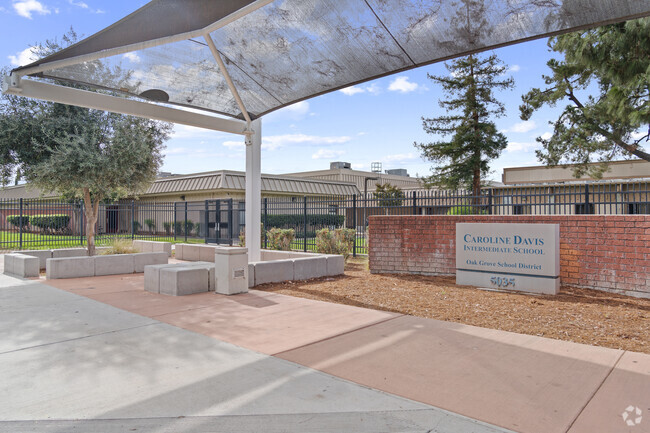 The main entrance of Davis (Caroline) Intermediate School.