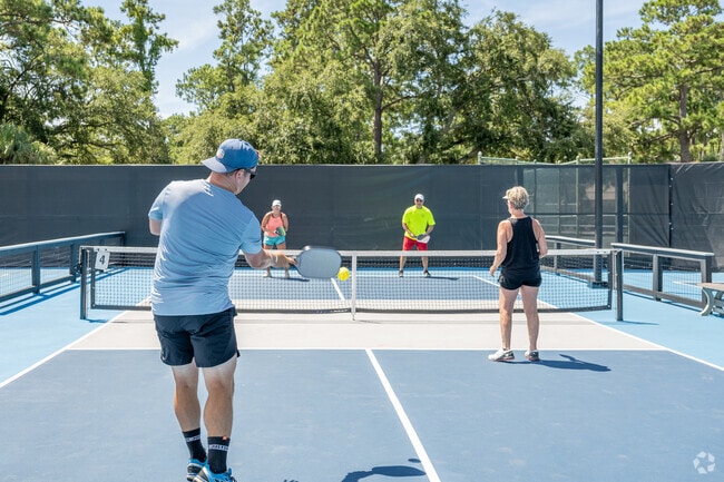 Enjoy a game of Pickleball at the South Beach racquet club in Sea Pines.