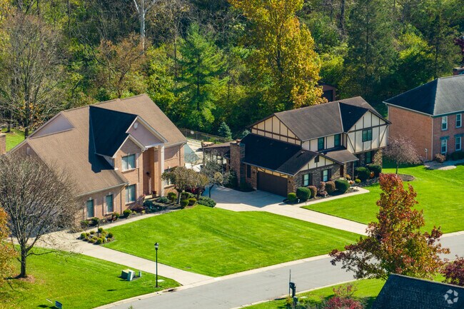 Large homes sit together in cul-de-sacs in Colerain.