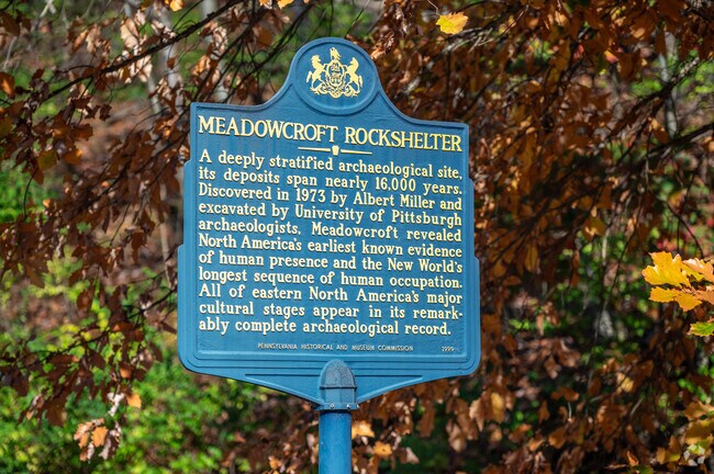 Meadowcroft Rockshelter in Cross Creek-Jefferson was discovered in 1973 by Albert Miller.