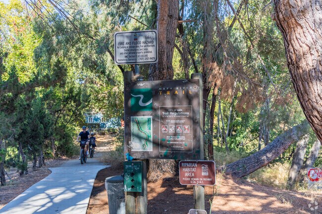 The Napa River Trail in Stonehouse is perfect for a picturesque bicycle commute.
