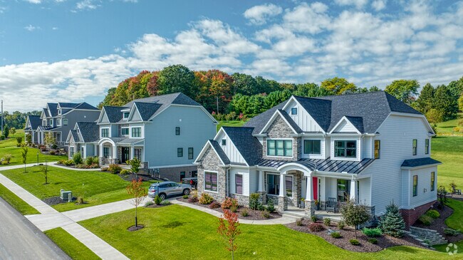 Craftsman inspired contemporary homes line the streets in Marshall Township.