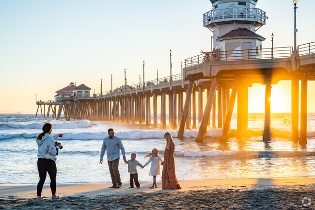The Huntington Beach Pier is a photogenic spot for family photos and sunsets.