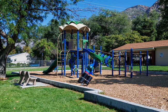 This tall playground equipment is located at Bonneville Park.