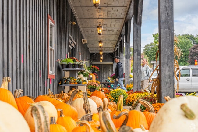 Sowers Market in Rush displays seasonal produce, including locally grown pumpkins.