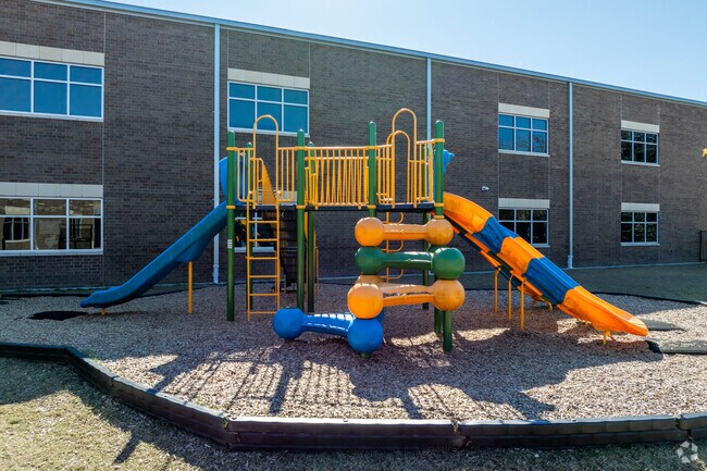 Children attending O.M. Roberts Elementary can enjoy the playground equipment on campus.