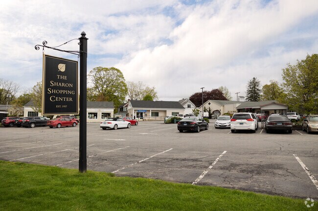 Small town shopping center with locally owned stores are at the Sharon shopping center.