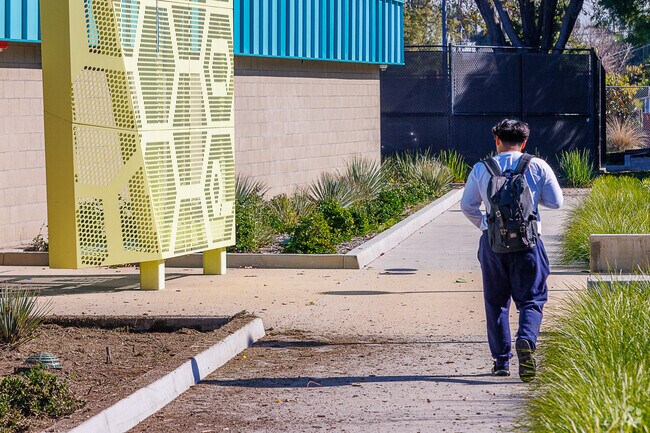 Heading for a swim at the Van Ness Recreation Center Pool.