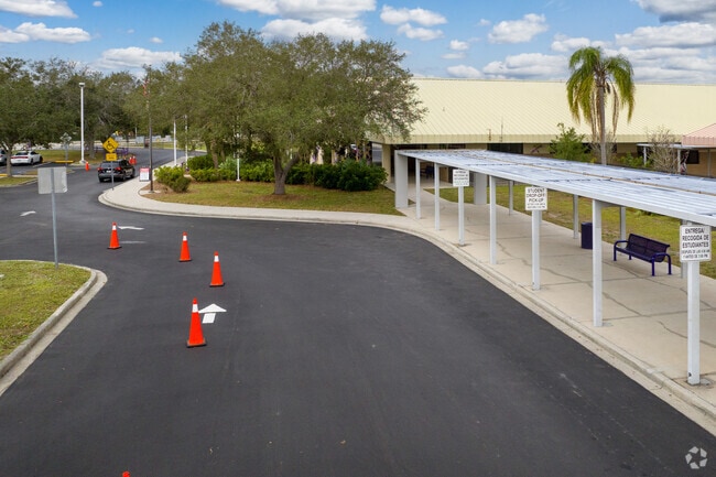 Booker Middle School has organized pick up lanes to ease the transition of students.