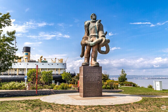 The Seamen's Memorial Statue at Barker's Island is dedicated to those lost at sea.
