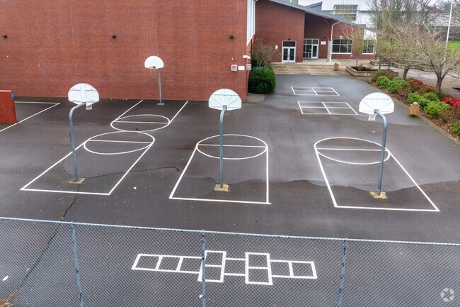 Madison Middle School has plenty of outdoor basketball courts for students to enjoy.