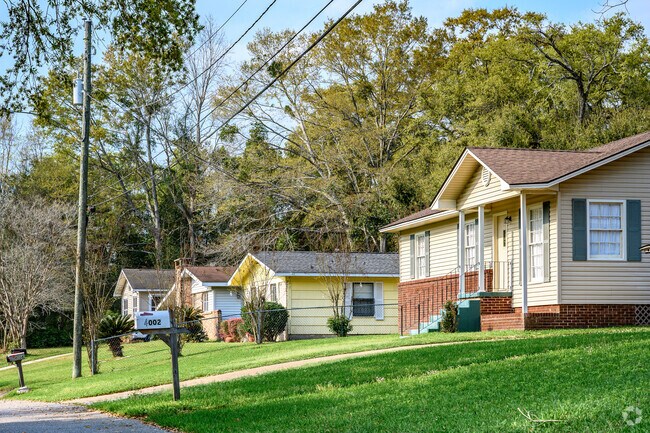 A row of homes on a quiet street in Pine Grove, Mobile, AL.