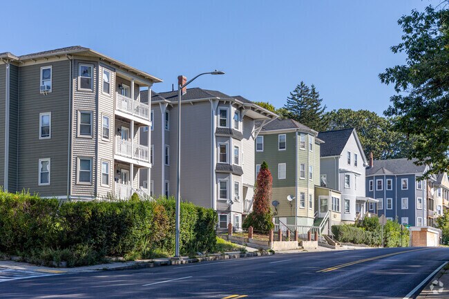 A row of traditional, triple-deckers in the Bell Hill area.
