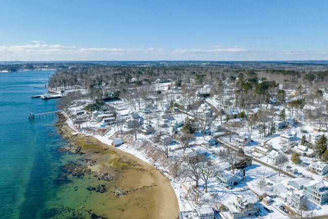Aerial of Falmouth Foreside Coastline.