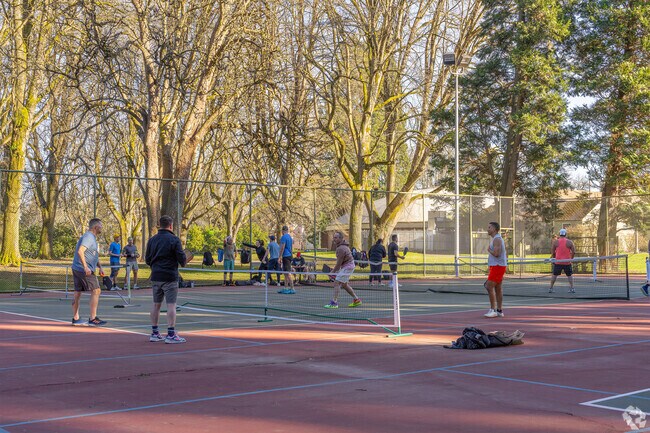 Portsmouth residents enjoy pickle ball at the Columbia Park courts.