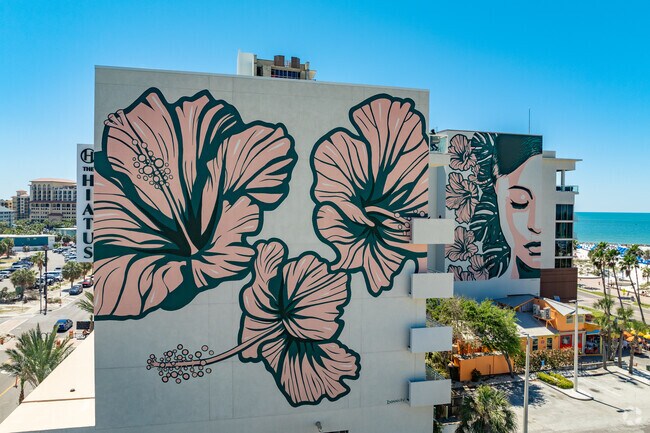 Colorful murals mimic the tropical environment of Clearwater Beach.