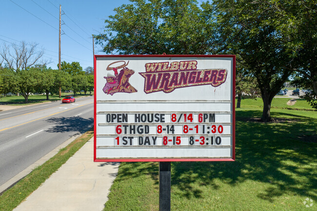 Wilbur Middle School has a sign near the street.
