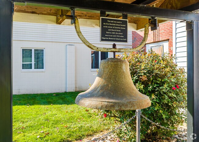 Find the original bell used a the first Newfield School, built in 1867.