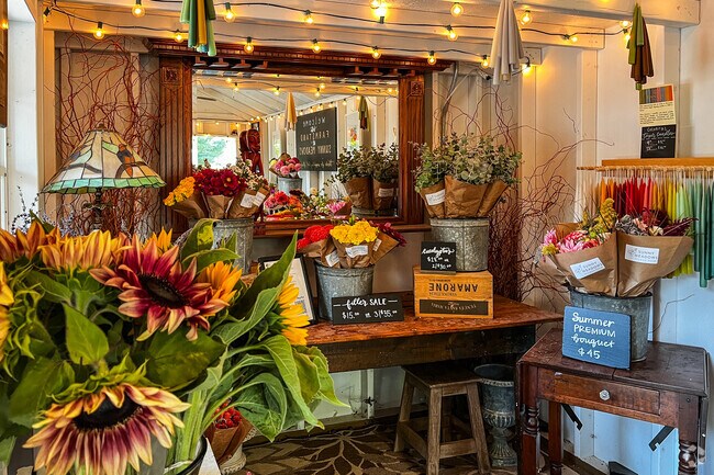 Beautiful organically grown flowers can be found at Sunny Meadows Farm Stand.