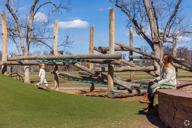 The playground at Washington Park has lots of fun things to do for kids.