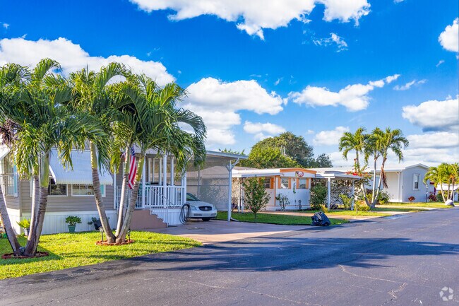 The 55-plus Cambridge community has  neat rows of manufactured homes starting $140,000.