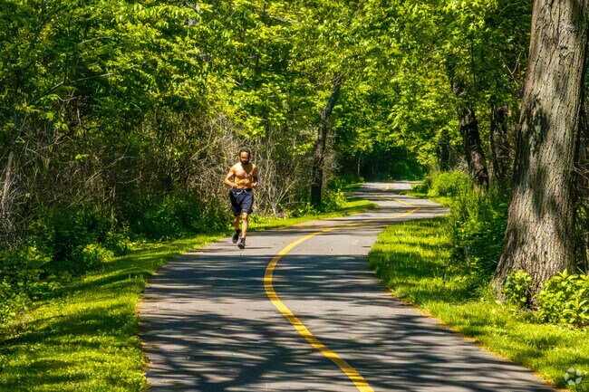 Enjoy a brisk morning walk at the Virgil Gilman Nature Trail.