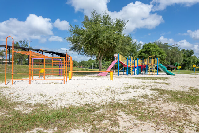 There are multiple play features at Spring Lake Elementary School in Spring Valley.