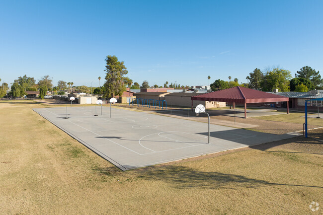 Basketball courts are available for students at Hartford Sylvia Encinas Elementary in Chandler.