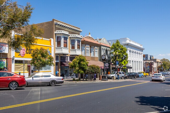 Grand Ave. in Downtown South San Francisco is line with beautifully restored historic buildings.