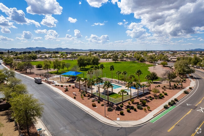 An overview of Durango Park, a private park for subdivision residents.