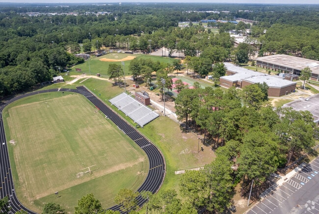 Student athletes participate in a variety of sports on the field at Douglas Byrd High School.