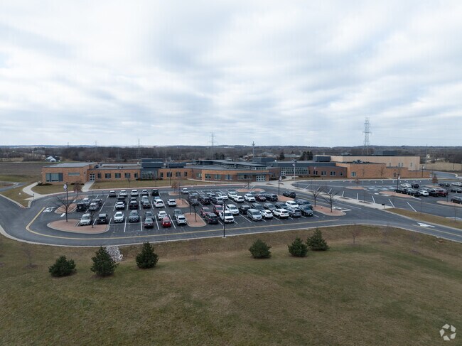 An aerial view of Muskego Lakes Middle School.