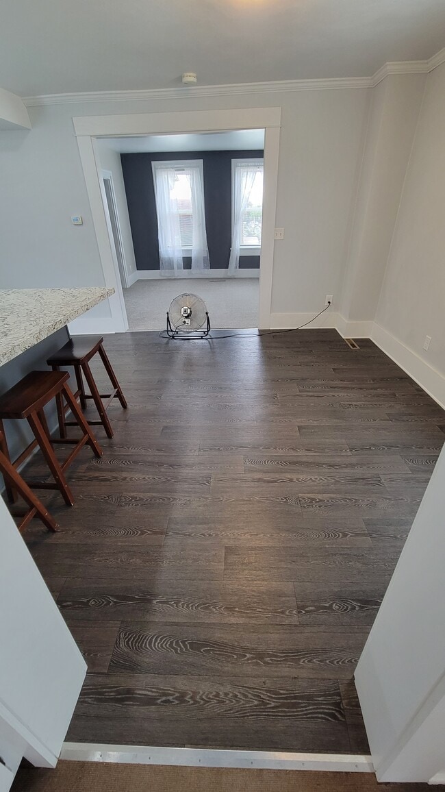 Dining area with bar seating.