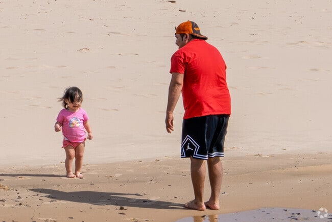 A father and daughter enjoy a day at Silver Beach in St. Joseph, near Millburg.