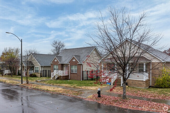 Newly developed homes sit in a neat row along the streets of Walnut Park East.