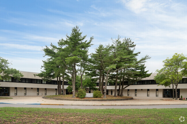 New Lane Memorial Elementary in Coram has nice trees in the front circular patch by the sign.