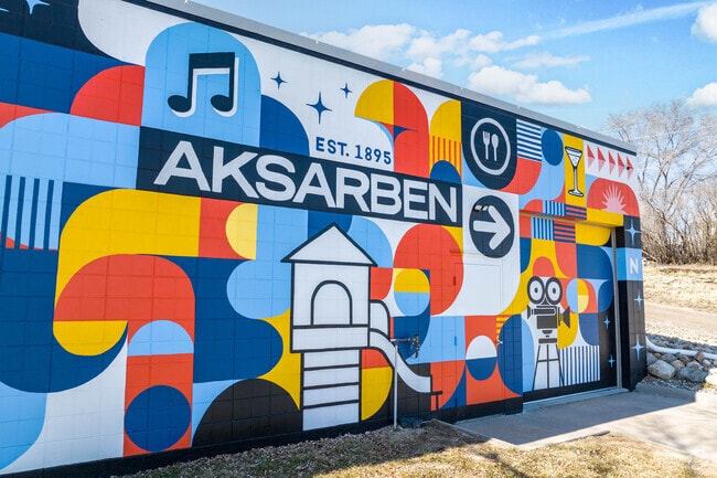This neighborhood mural points the way to Aksarben.