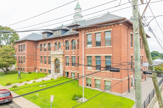 Sacred Heart School is located directly next to it's primary church.