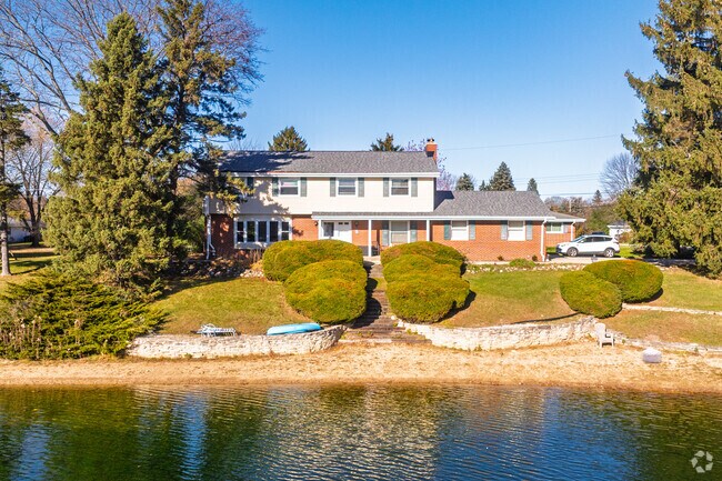Two-story home sits on waterfront property in Kletzsch.