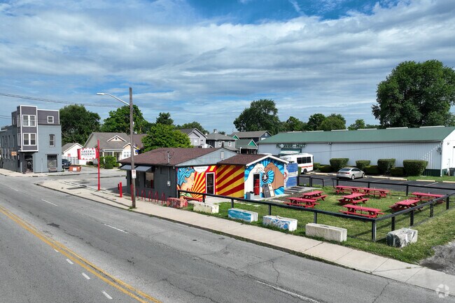 Greek's Pizzeria in Martindale-Brightwood is donned with a beautiful mural.