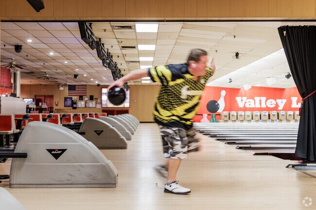 Strike up some fun during bowling practice at Valley Lanes near Mayfield, PA.