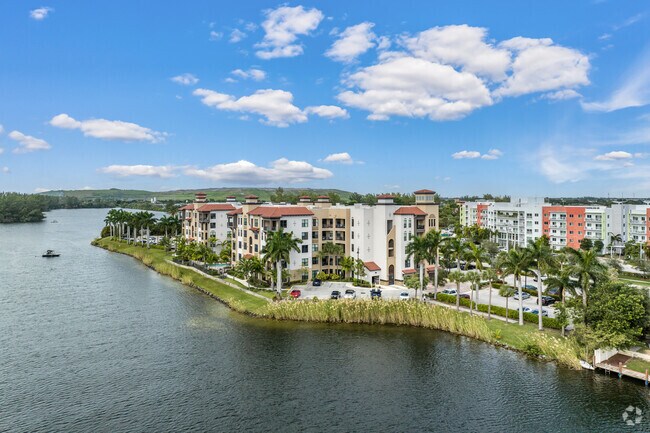 Certain condo buildings in Carver Village offer waterfront views of the lake.