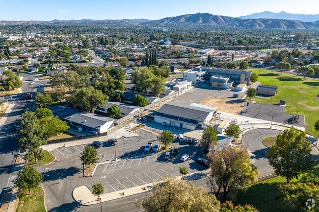 Myra Linn Elementary School offers a sprawling campus when viewed from above in  Riverside, CA.