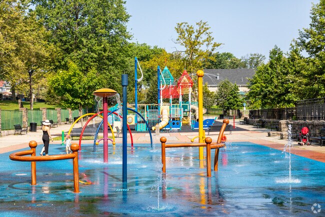 Children can play at the splash pad at Braddock Park in North Bergen.