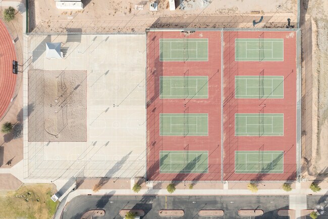 Students at Combs High School have access to multiple basketball and tennis courts.