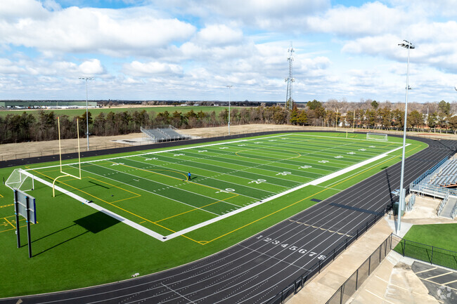 Challenger Intermediate School has a large football stadium.